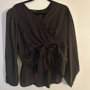 Express Black Wrap Blouse